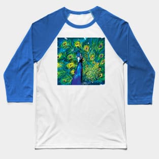 Colorful Peacock Sketch Baseball T-Shirt